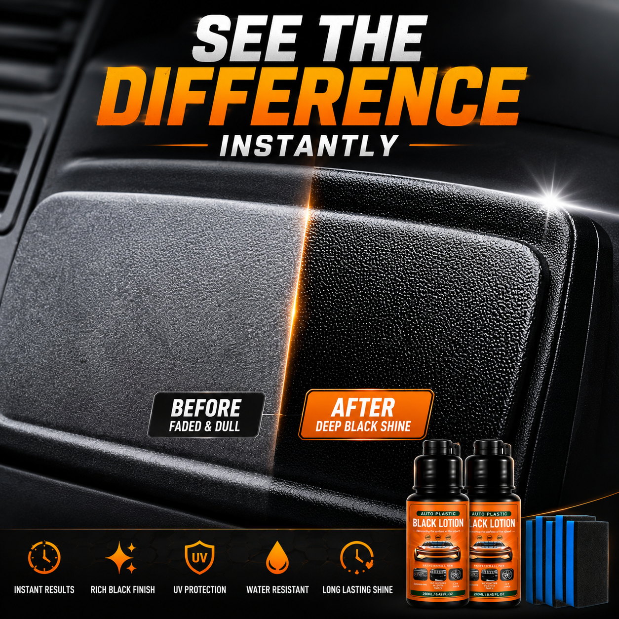Plastic & Trim Restorer - Interior & Exterior Revitalizer with Applicator Pad