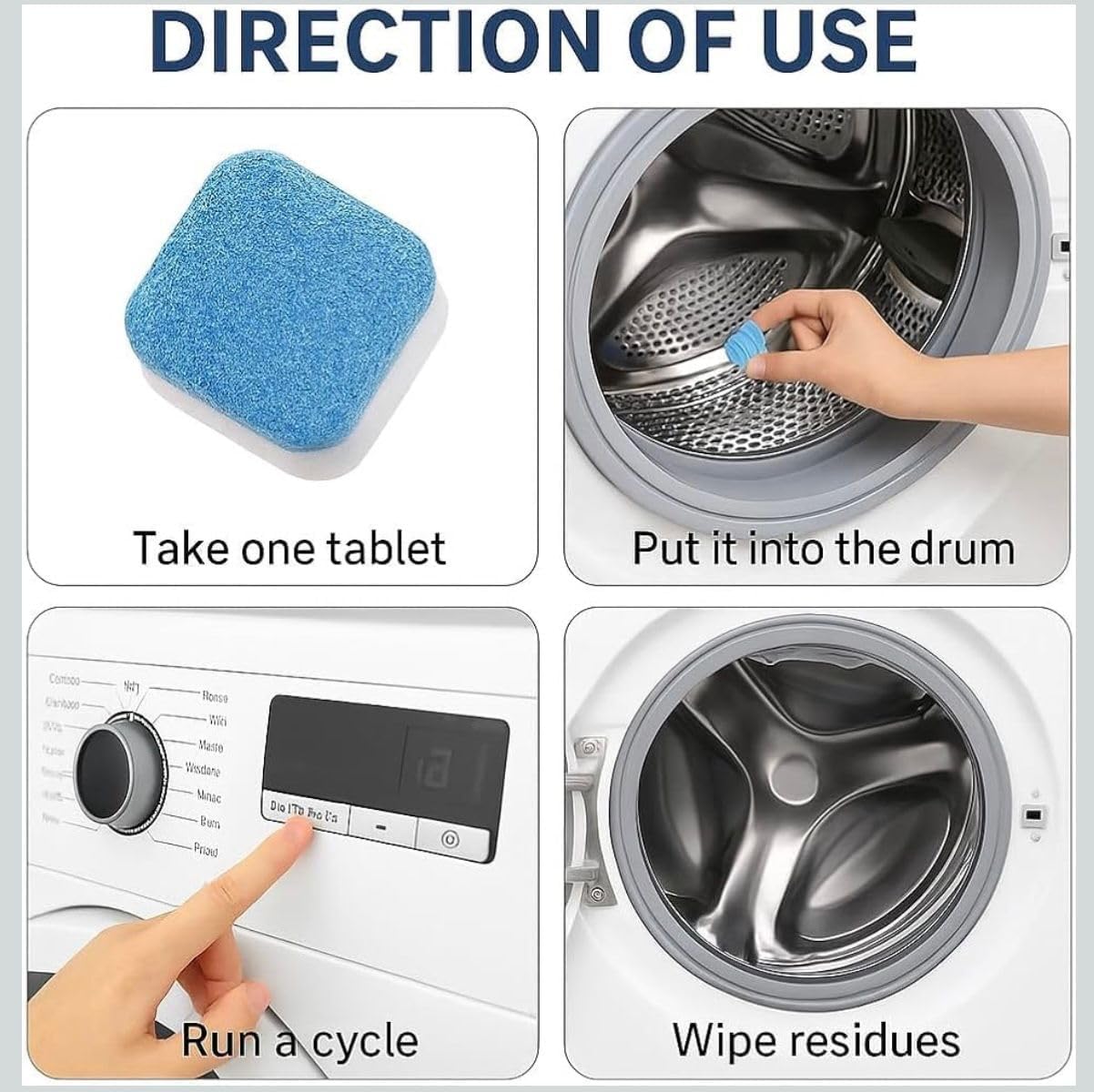 Washing Machine Deep Cleaner Tablets – Eliminates 99% Germs, Removes Odors & Prevents Mold