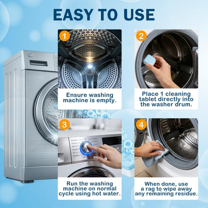 Washing Machine Deep Cleaner Tablets – Eliminates 99% Germs, Removes Odors & Prevents Mold