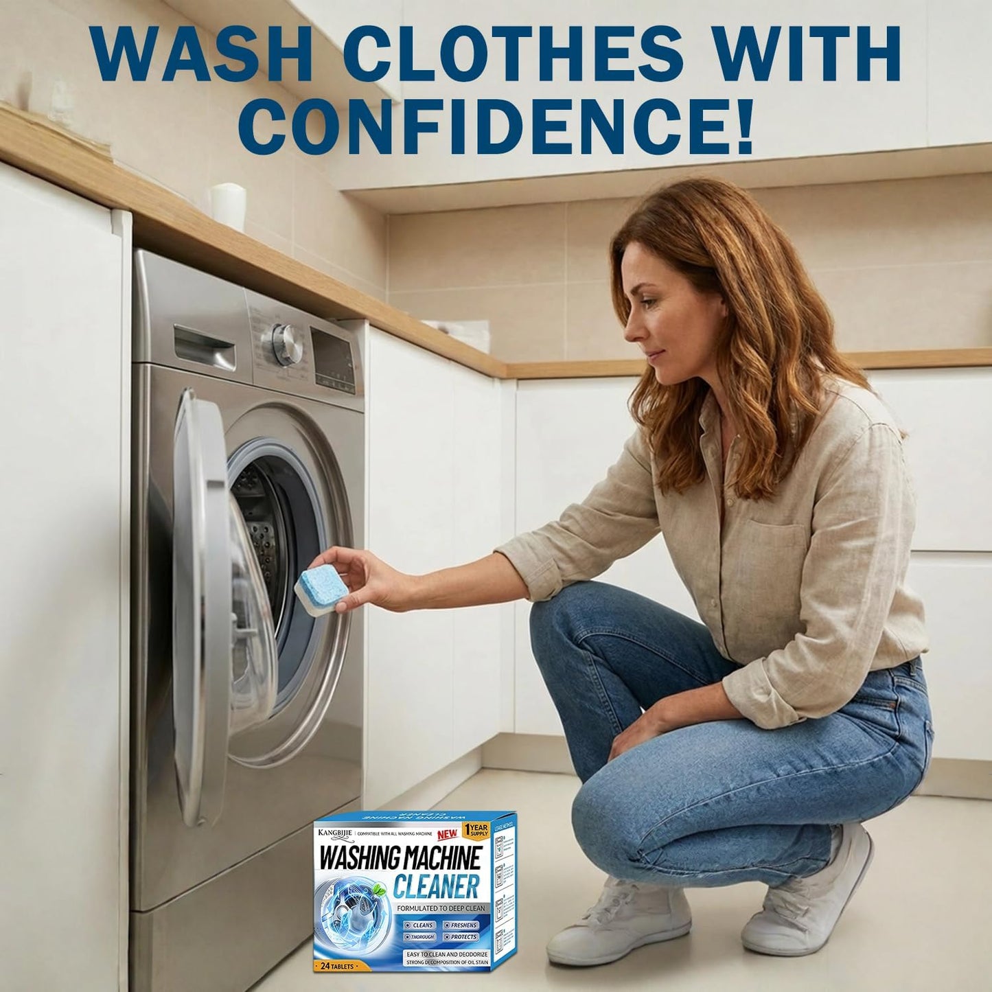 Washing Machine Deep Cleaner Tablets – Eliminates 99% Germs, Removes Odors & Prevents Mold