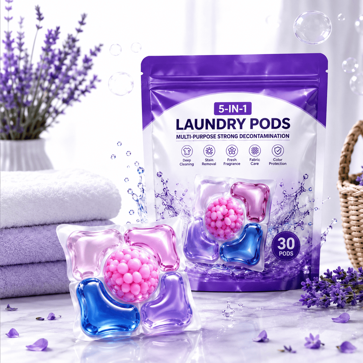 Multi-purpose Strong Decontamination Detergent Cloth Washing pod
