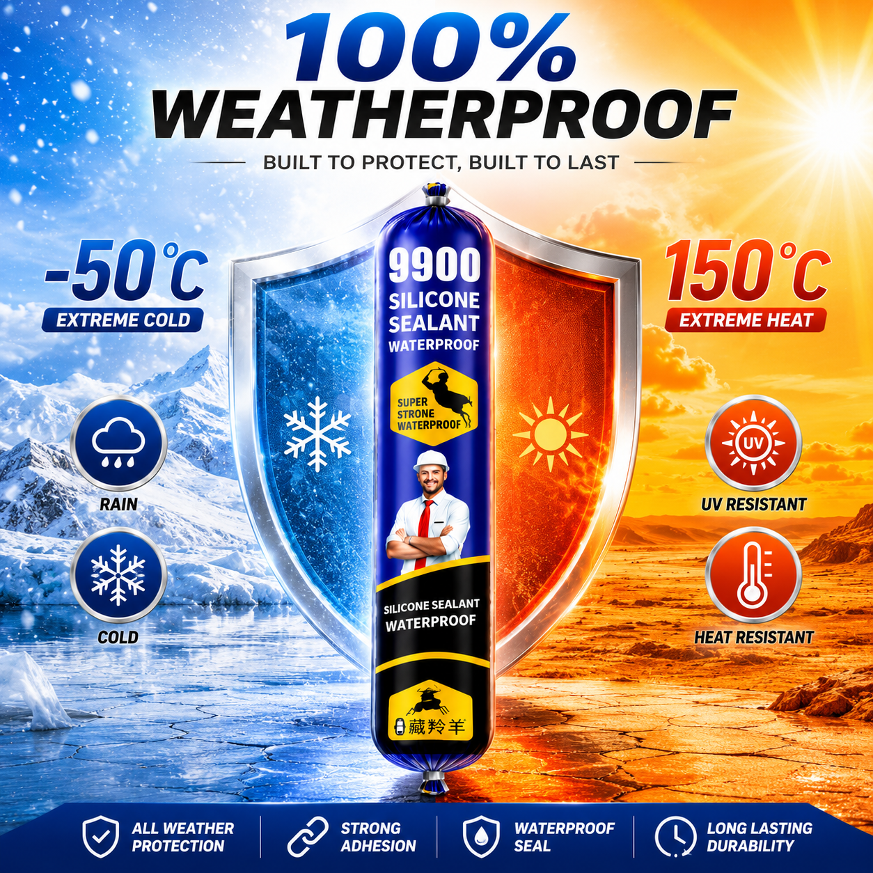 Waterproof Silicone Sealant Adhesive for Roof & Leakage Repair