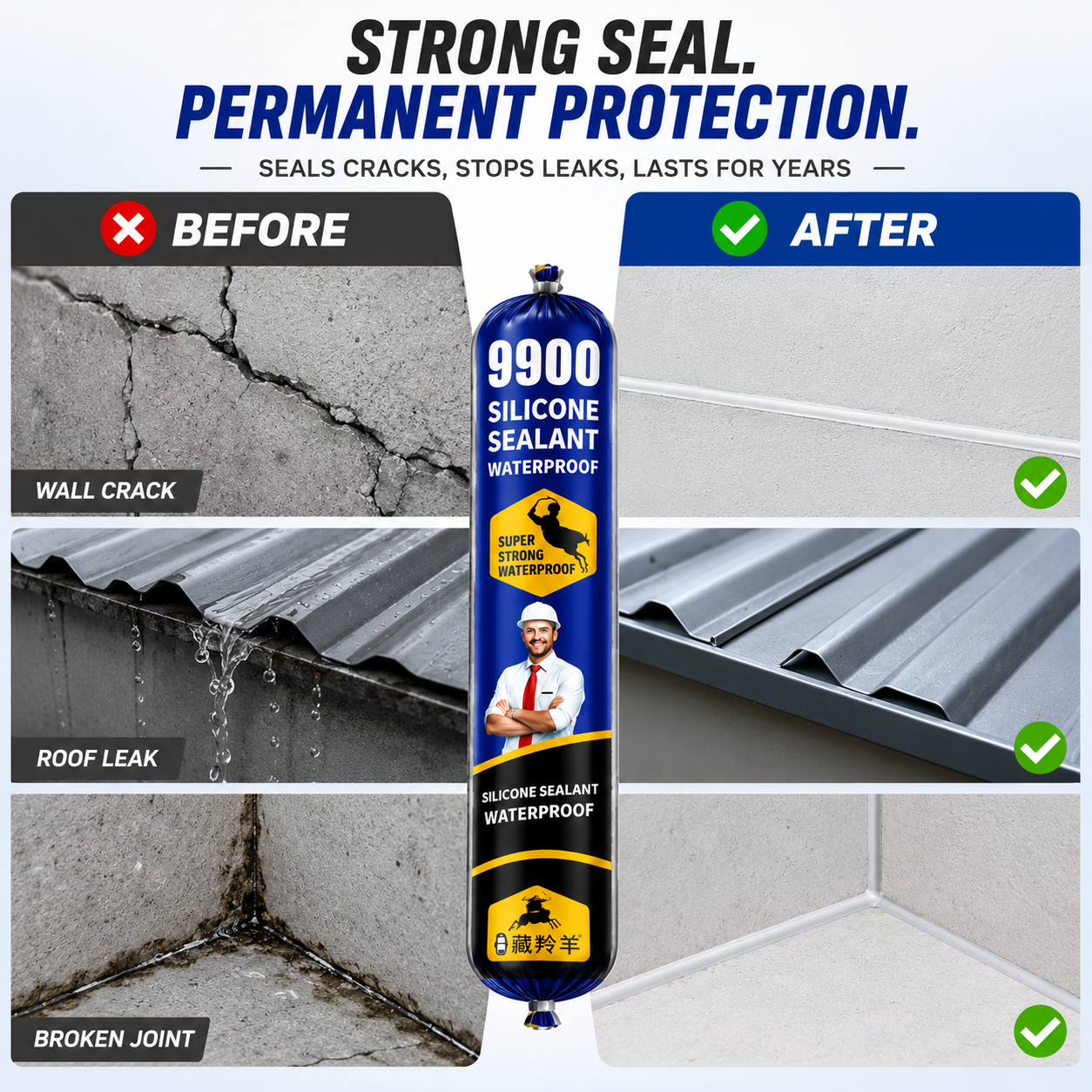 Waterproof Silicone Sealant Adhesive for Roof & Leakage Repair