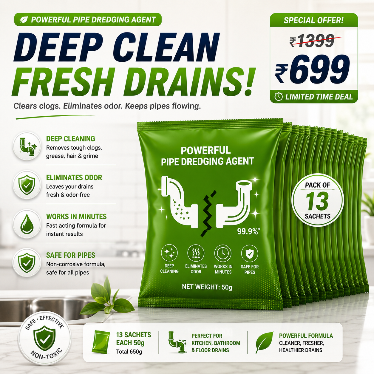 Powerful Pipe Dredging Agent Pack of 13 | 50gm each