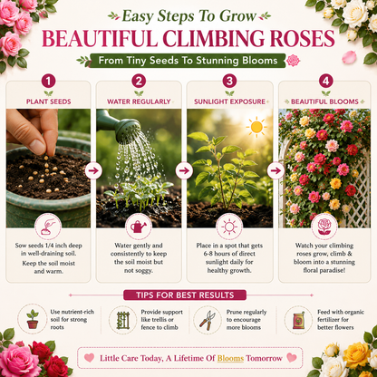 300 Mix Color Climbing Rose Seeds with Free Fertilizer
