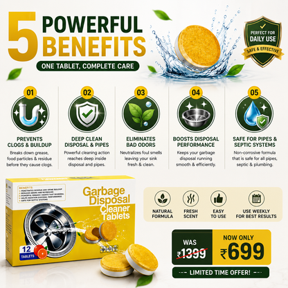 Garbage Disposal Cleaner Tablets Odor Eliminator + Blockage Remover BUY 1 GET 1 FREE