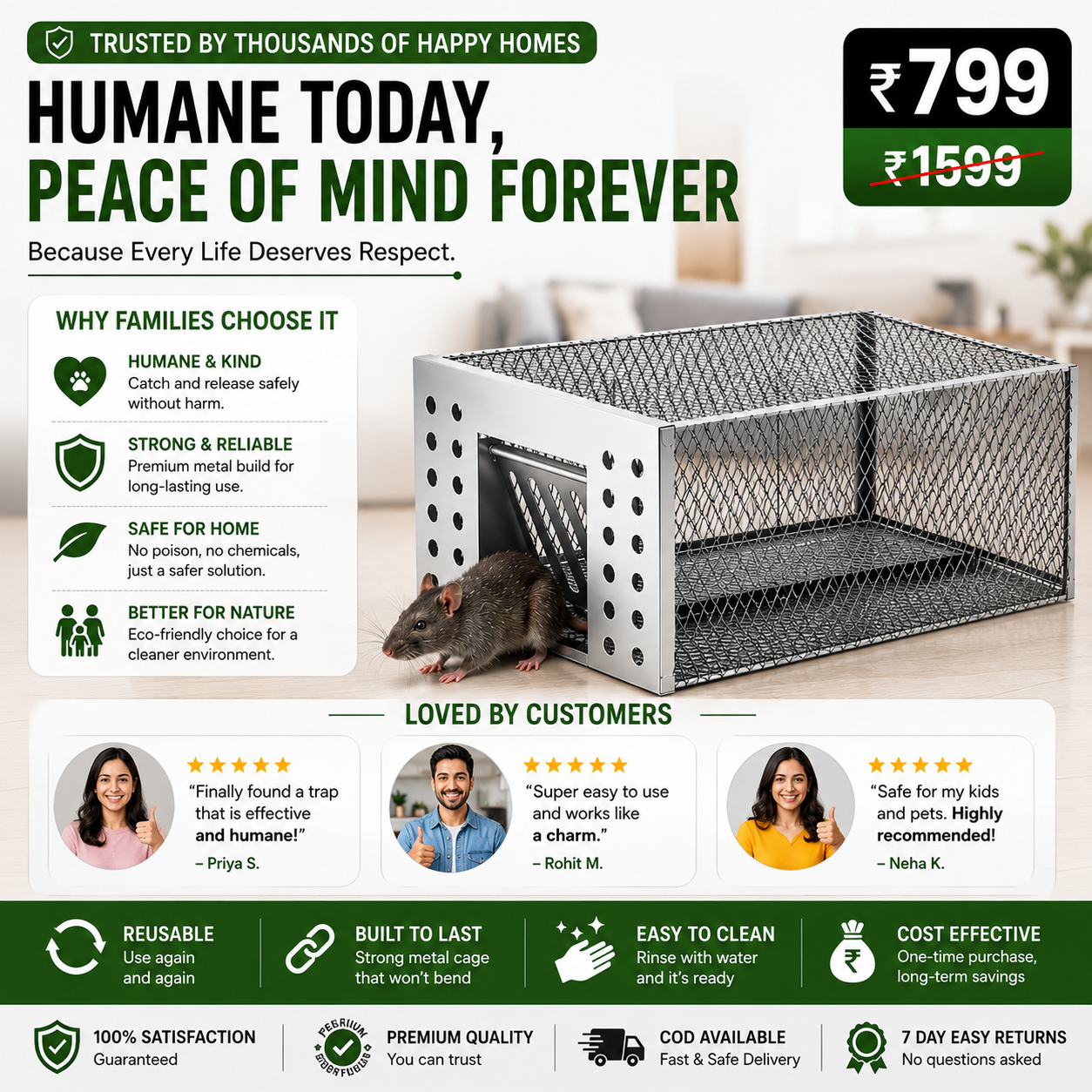 Humane Live Catch & Release Mouse Trap