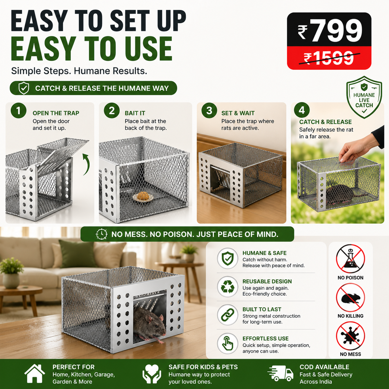 Humane Live Catch & Release Mouse Trap