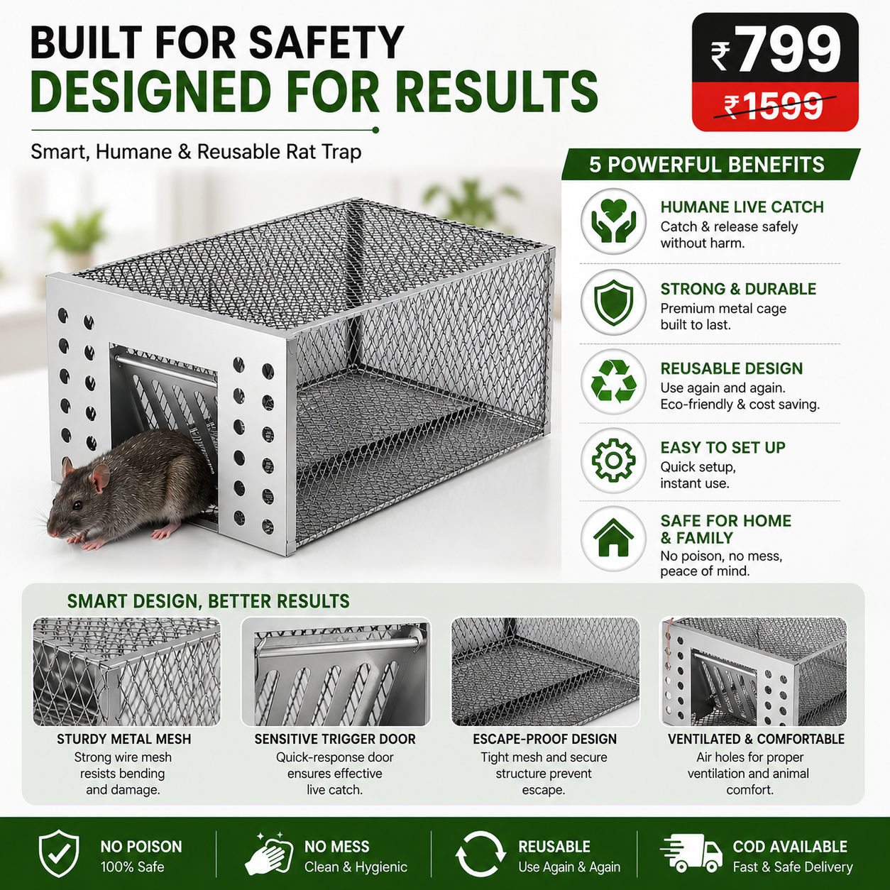 Humane Live Catch & Release Mouse Trap
