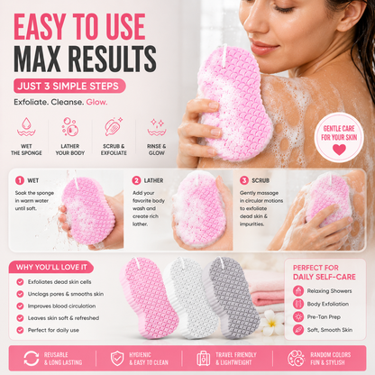 Magic Exfoliating Bath Sponge Skin Friendly and Resuable for Adults and Kids - Pack of 3