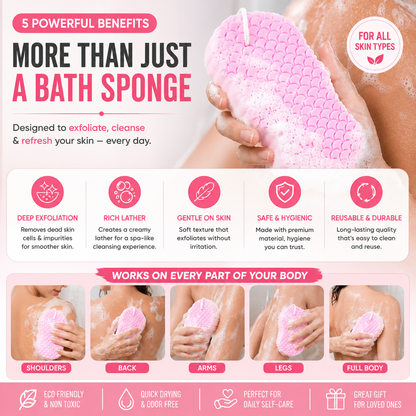 Magic Exfoliating Bath Sponge Skin Friendly and Resuable for Adults and Kids - Pack of 3