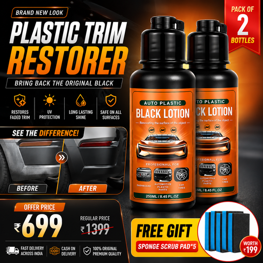 Plastic & Trim Restorer - Interior & Exterior Revitalizer with Applicator Pad