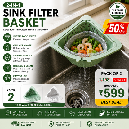 Triangle Sink Strainer & Food Waste Filter Pack of 3