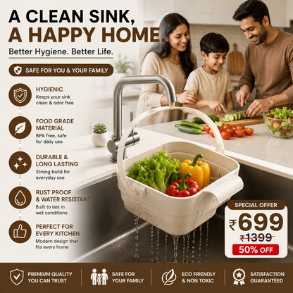 Collapsible Sink Strainer Basket & Sponge Holder Pack of 1