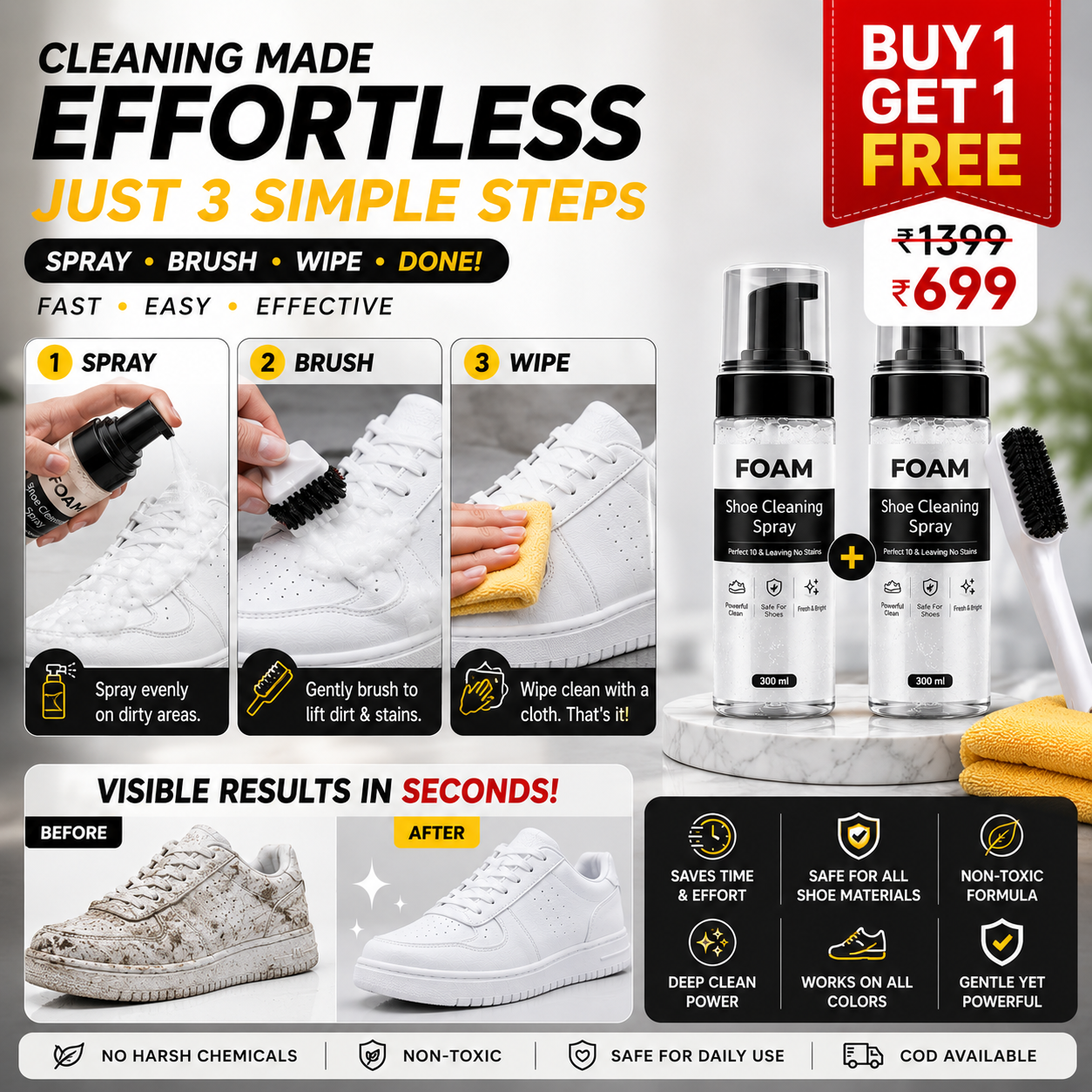 Water Free Foam Shoe Cleaner