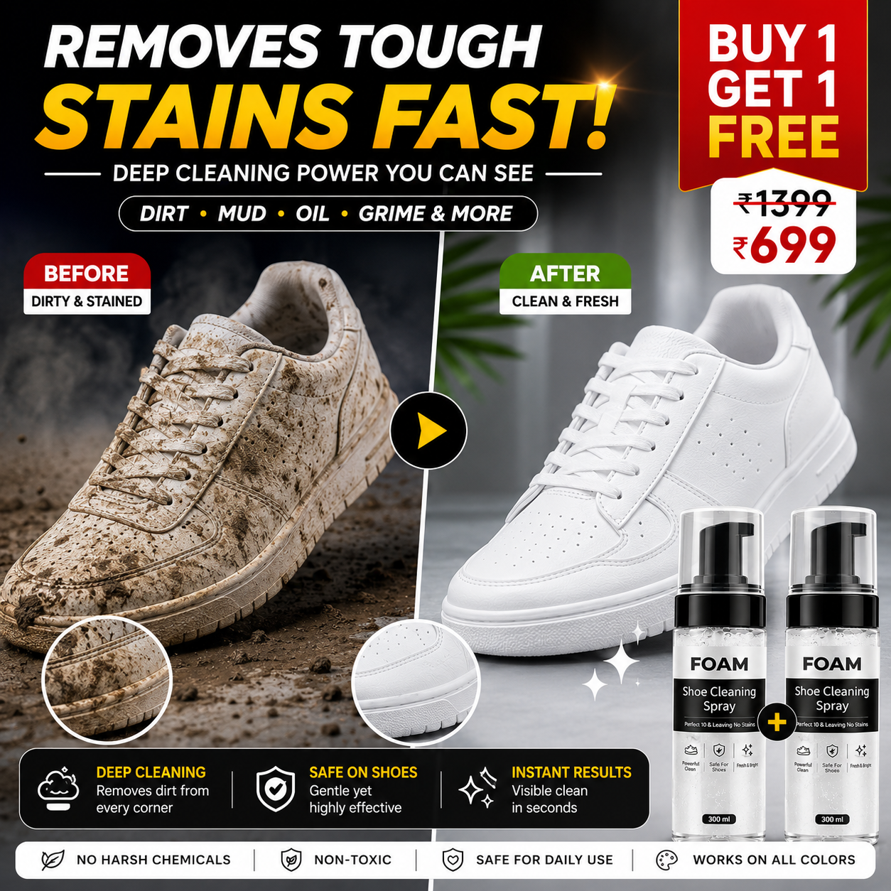 Water Free Foam Shoe Cleaner