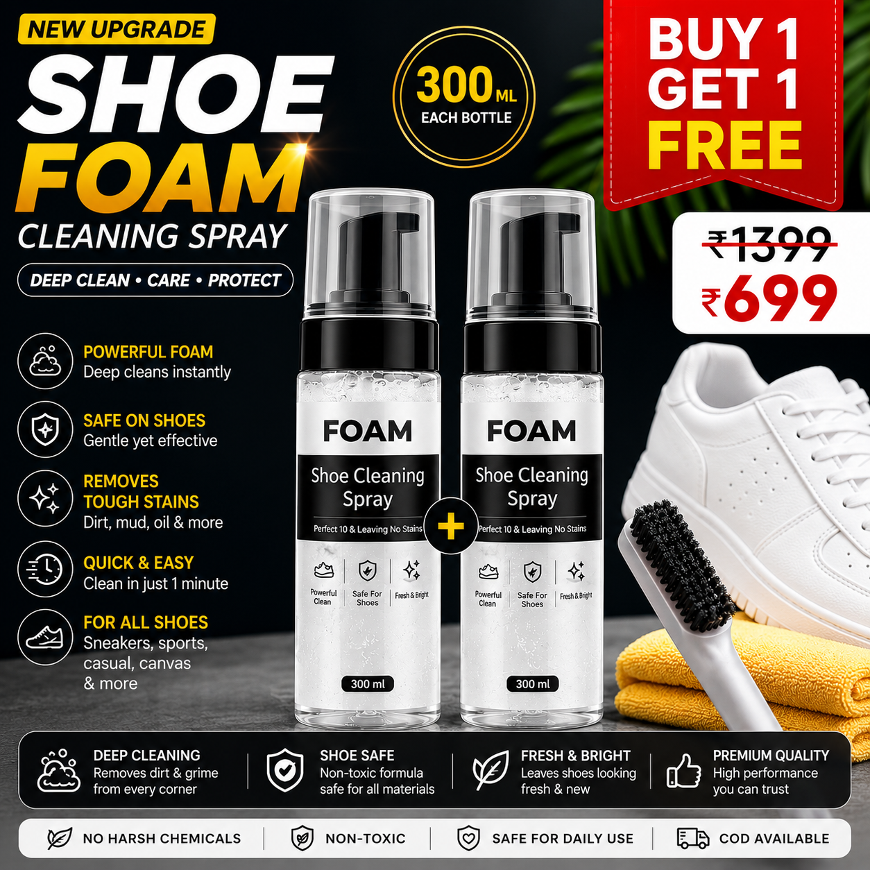 Water Free Foam Shoe Cleaner