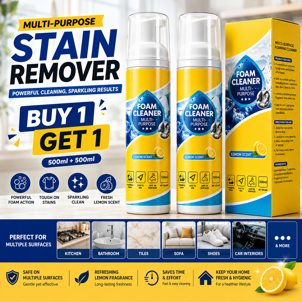All in One Multi-Purpose Stain Remover - Buy 1 Get 1 Free