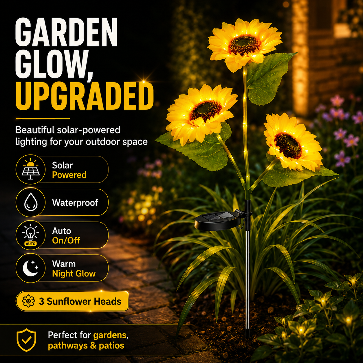 Waterproof Solar Sunflower Lights for Garden