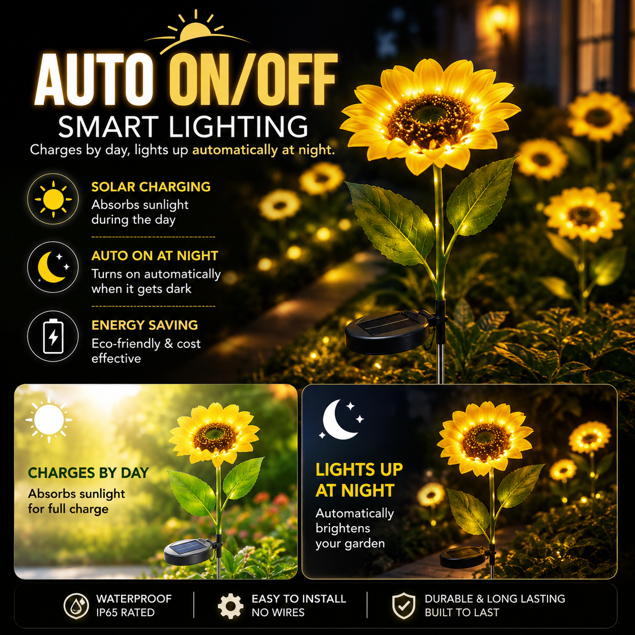 Waterproof Solar Sunflower Lights for Garden