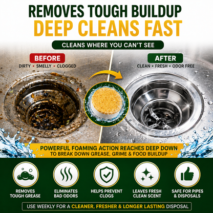 Garbage Disposal Cleaner Tablets Odor Eliminator + Blockage Remover BUY 1 GET 1 FREE