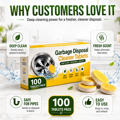 Garbage Disposal Cleaner Tablets Odor Eliminator + Blockage Remover BUY 1 GET 1 FREE
