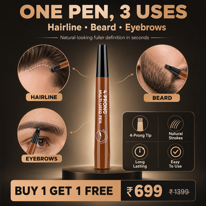 4-Prong Multi-Used Beard Eyebrow & Harline Pen Buy 1 Get 1 Free