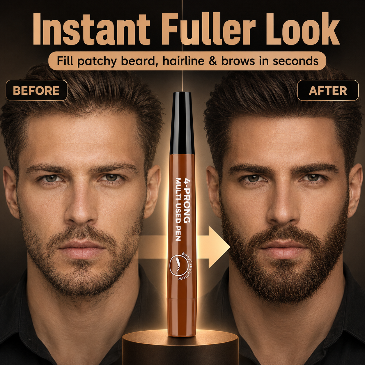 4-Prong Multi-Used Beard Eyebrow & Harline Pen Buy 1 Get 1 Free