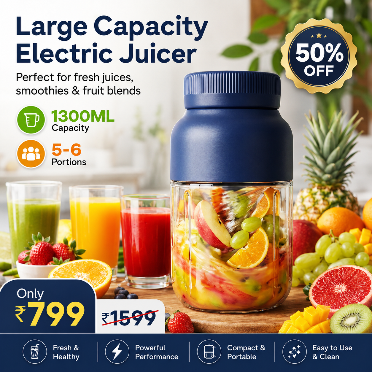 Large Capacity Electric Juicer & Blender