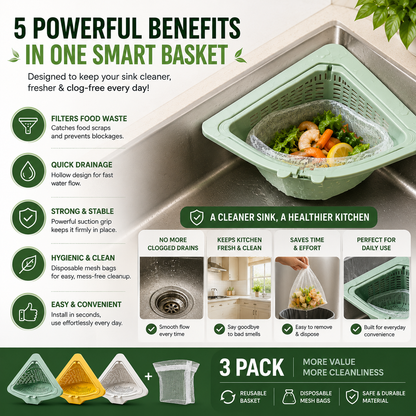 Triangle Sink Strainer & Food Waste Filter Pack of 3