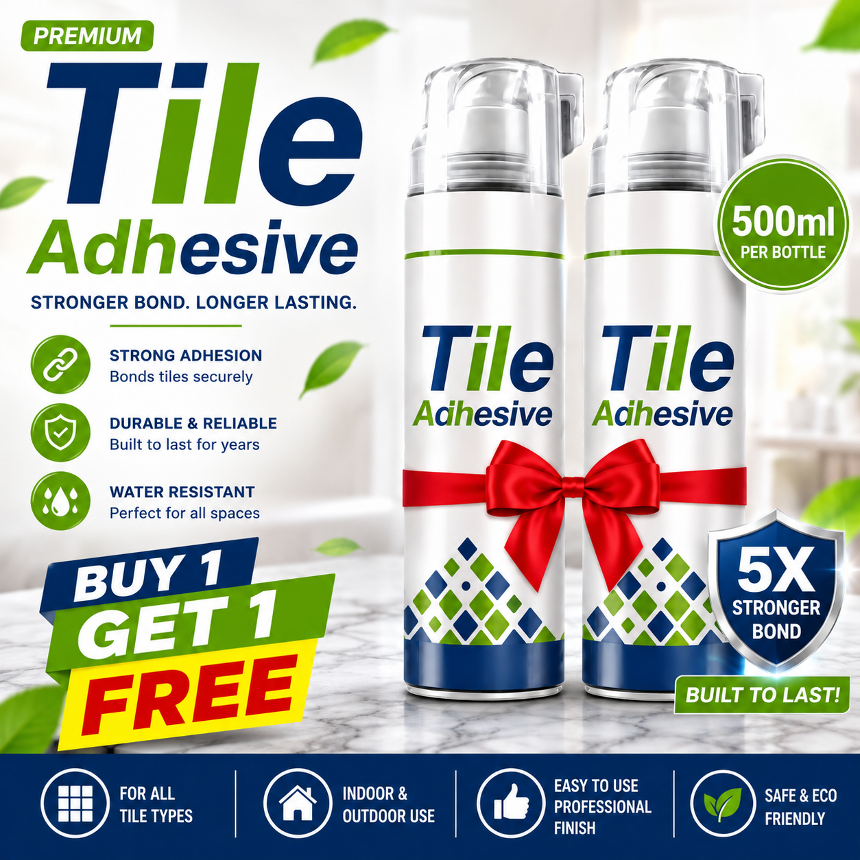 Versatile Powerful Tile Adhesive - Buy 1 Get 1 Free