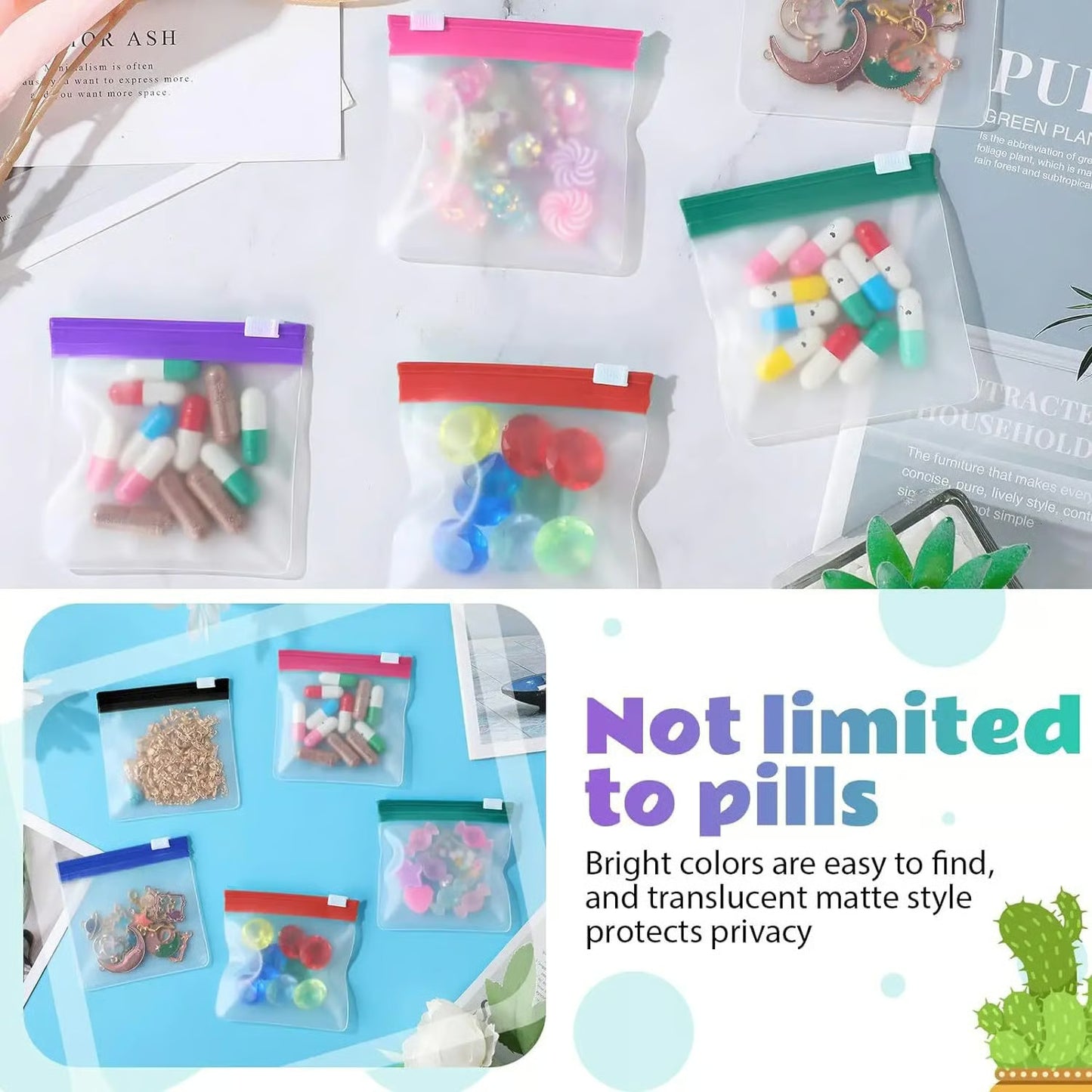 DailyDose™ Clear Zipper Pill Organizer Set – Reusable Portable Medicine Storage Bags