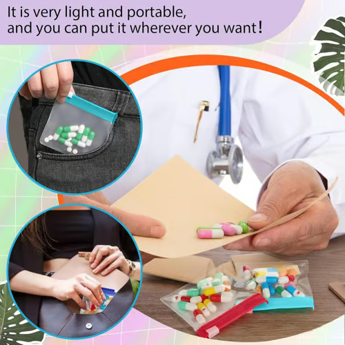 DailyDose™ Clear Zipper Pill Organizer Set – Reusable Portable Medicine Storage Bags