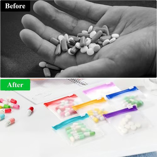 DailyDose™ Clear Zipper Pill Organizer Set – Reusable Portable Medicine Storage Bags