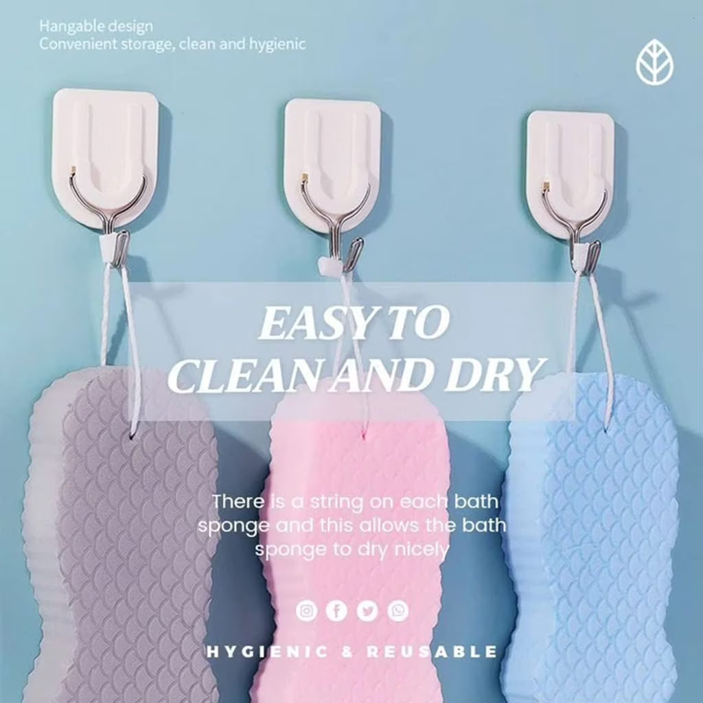Magic Exfoliating Bath Sponge Skin Friendly and Resuable for Adults and Kids - Pack of 3