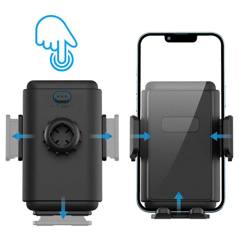 Bendable car phone holder – 360° rotation, one-hand use, strong suction