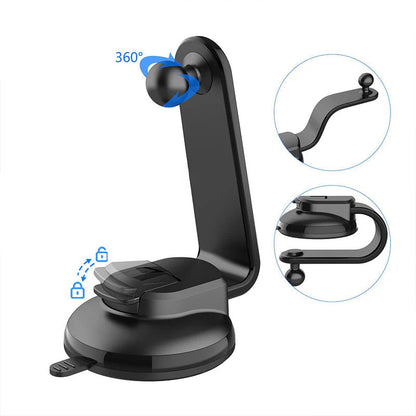 Bendable car phone holder – 360° rotation, one-hand use, strong suction