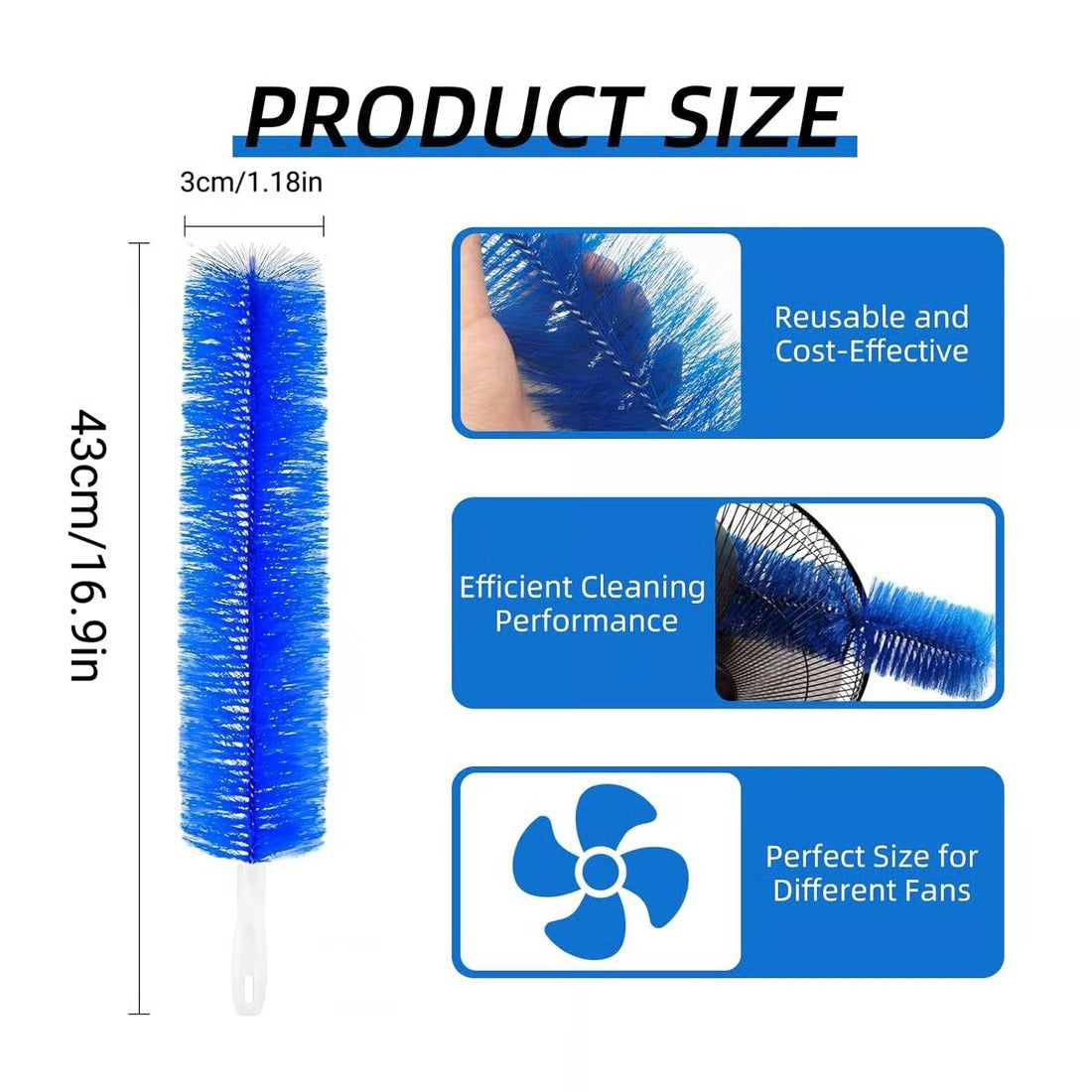 1/3/6 Counts Fan cleaning brush, dust removal brush, cleaning brush, bendable microfiber head, reusable dust collector, washable, suitable for ceiling fan blades
