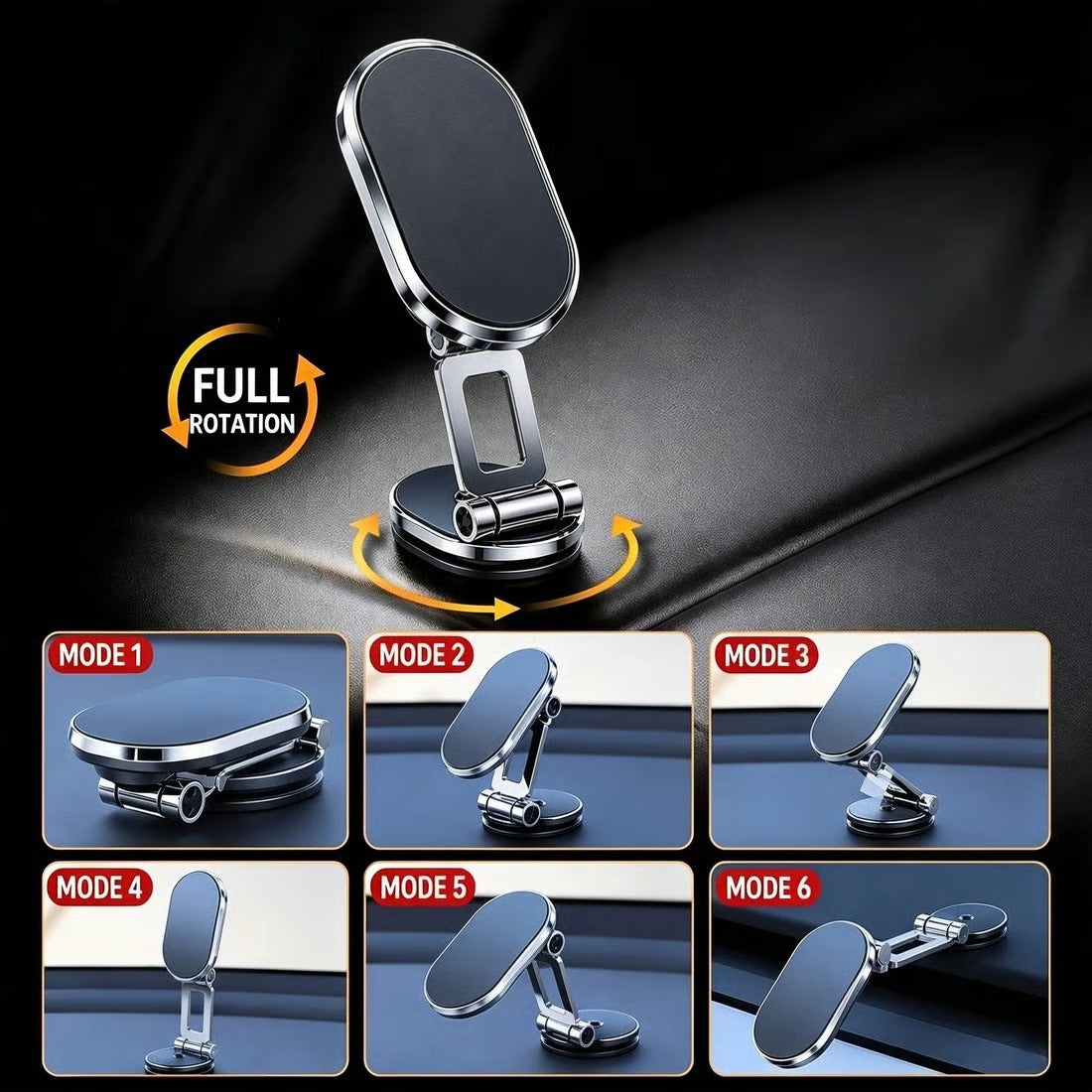 Foldable Magnetic Car Phone Holder 360° Rotating, Adjustable Angle