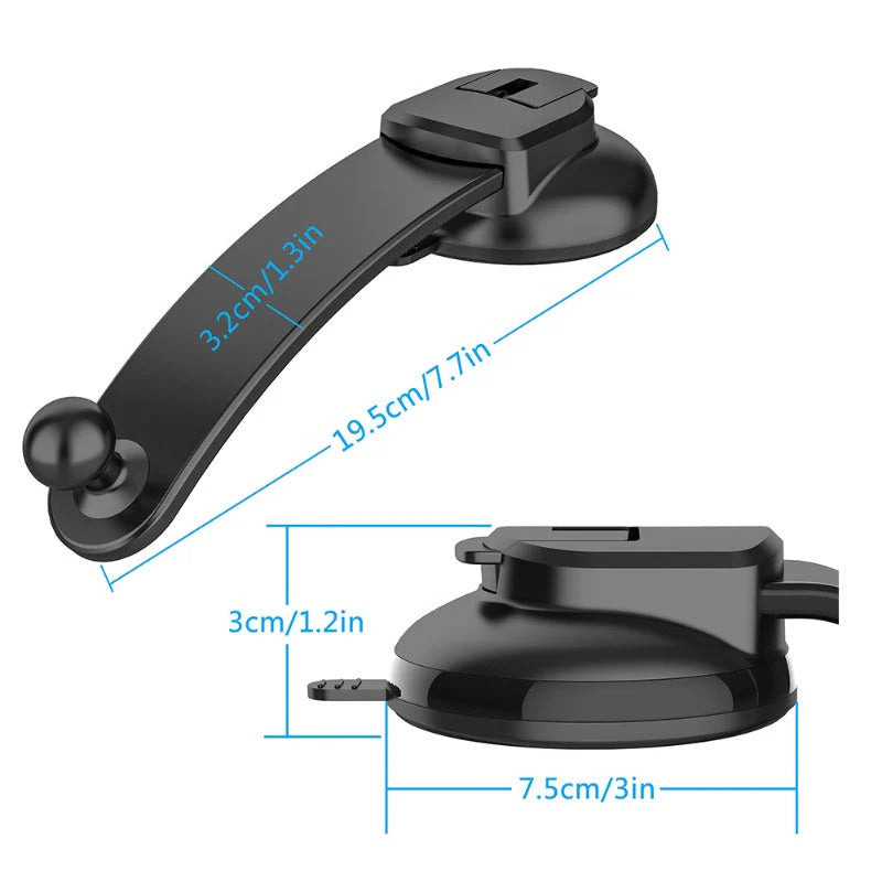 Bendable car phone holder – 360° rotation, one-hand use, strong suction